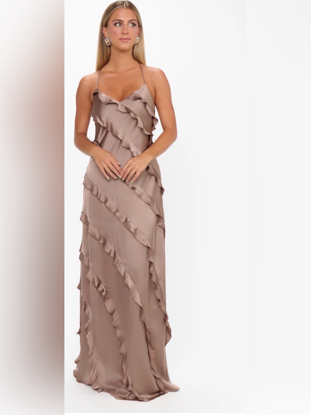 MUMU Weddings Ruffle Slip Maxi Dress - Women - Picture 4 of 9